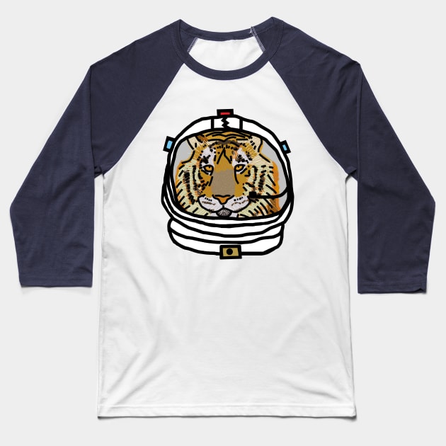 Tiger Astronaut Funny Animals in Space Baseball T-Shirt by ellenhenryart